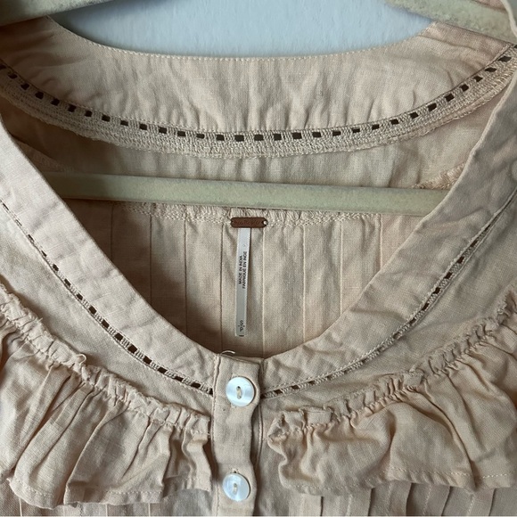 Free People Sylvia Cotton Ruffle Blousein Peach Bohemian Cottagecore S - Picture 4 of 8